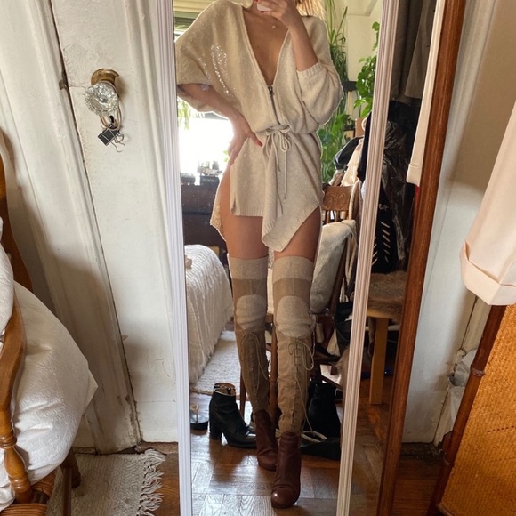 Tashkent By Cheyenne OTK Lace up Knit Boots - Picture 7 of 10